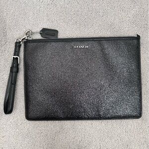 Large Coach Shimmering Black Wristlet